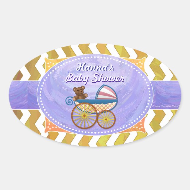 Pegatina Ovalada Cosas para bebés de piña (Anverso)