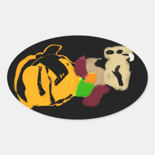 Pegatina Ovalada Cosecha de ardilla
