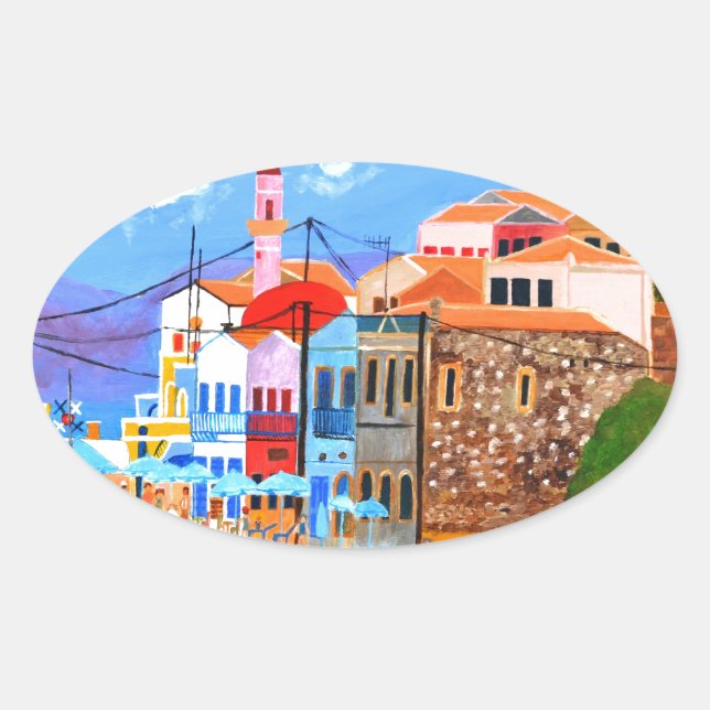 Pegatina Ovalada Costa griega (Anverso)