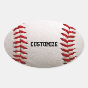 Pegatina Ovalada Costura de béisbol softball con texto personalizad