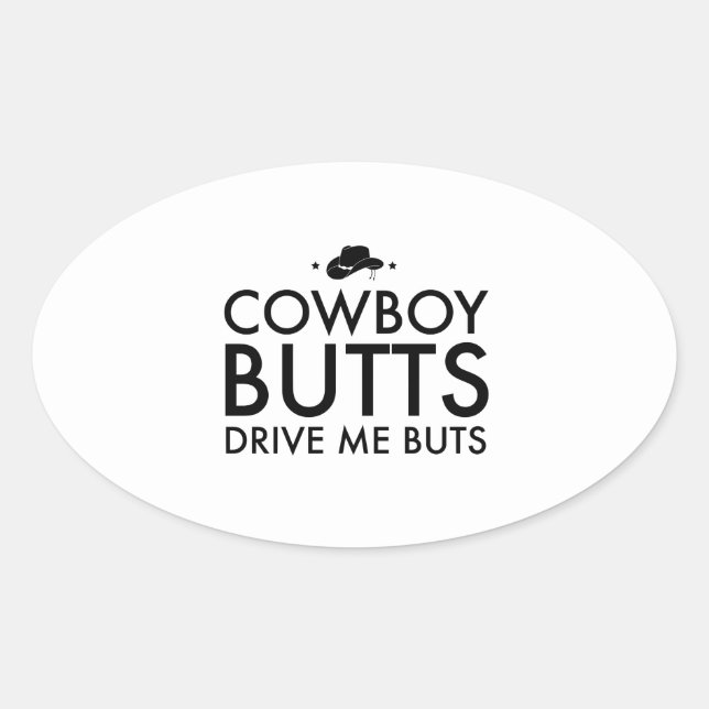 Pegatina Ovalada Cowboy Butts Me Maneja Nube (Anverso)