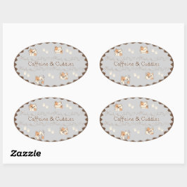 Pegatina Ovalada Cozy Café Cats Stickers