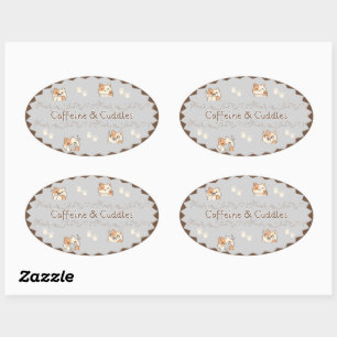 Pegatina Ovalada Cozy Café Cats Stickers