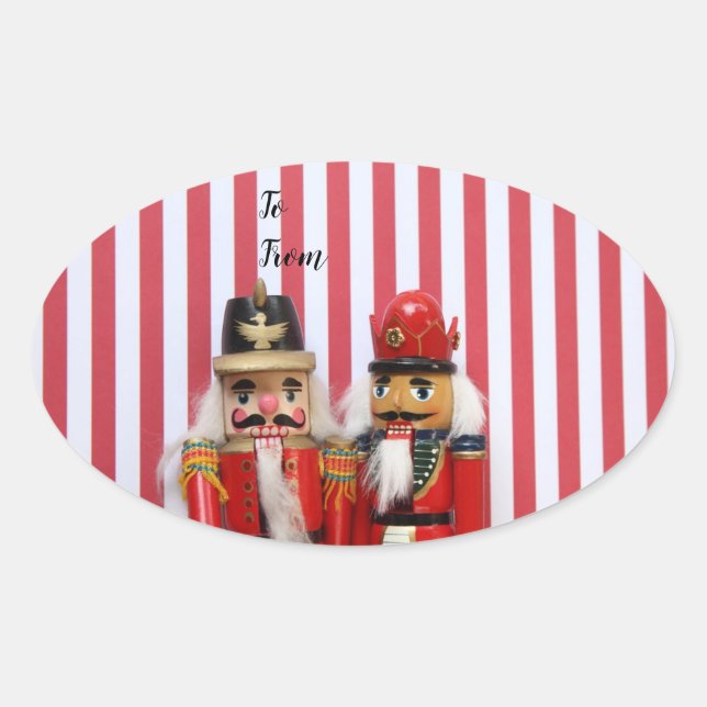 Pegatina Ovalada Crackers de nueces a rayas (Anverso)