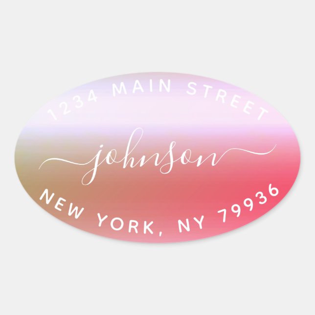 Pegatina Ovalada Crea tu propia dirección de devolución Gold White (Anverso)