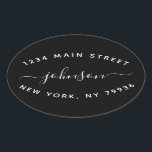 Pegatina Ovalada Crea tu propia dirección de devolución negro blanc<br><div class="desc">Crea tu propia etiqueta ovalada de dirección de devolución negro blanco</div>