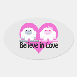 Pegatina Ovalada ¡Creed en el amor! Cute Yetis