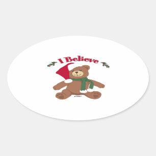 Pegatina Ovalada ¡Creo! Navidades Teddy Bear