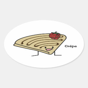 Pegatina Ovalada Crepe pasty postre Fresa chocolate francés
