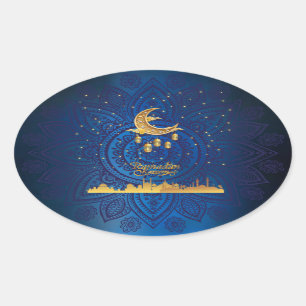 Pegatina Ovalada Crescent ramadan kareem dorden 2024