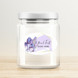 Pegatina Ovalada Cristales de acuarela y Minimalista geométrico de