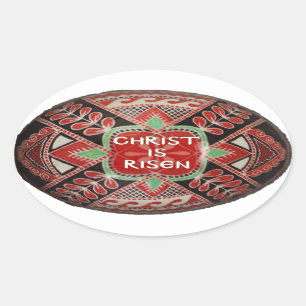 Pegatina Ovalada "Cristo está en pie" PysankyPascha/Pegatina de Hue
