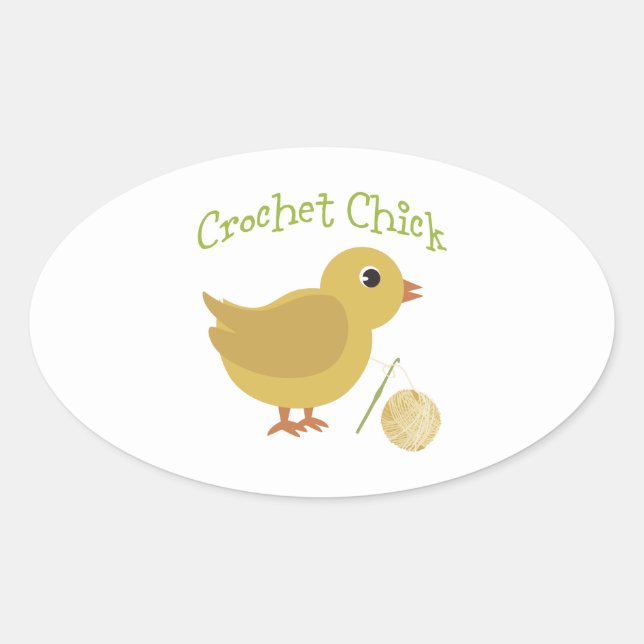 Pegatina Ovalada Crochet Chick (Anverso)
