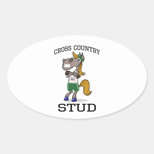 Pegatina Ovalada Cross Country Stud (Anverso)