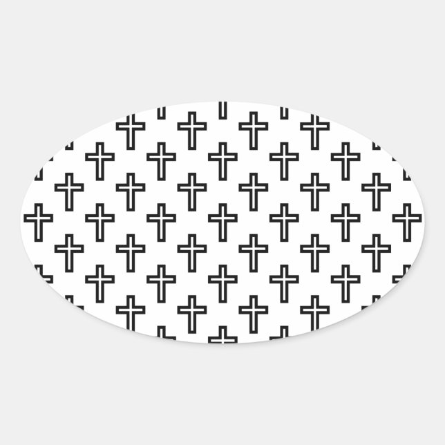 Pegatina Ovalada Cruz cristiana (Anverso)
