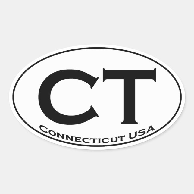 Pegatina Ovalada CT - Logo de Oval de Connecticut USA (Anverso)