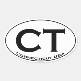 Pegatina Ovalada CT - Logo de Oval de Connecticut USA