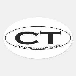 Pegatina Ovalada CT - Logo de Oval de Connecticut USA