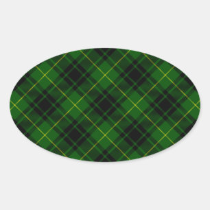 Pegatina Ovalada cuadros verdes de tartán de MacArthur