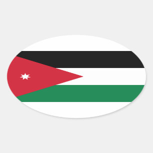 Pegatina Ovalada CUATRO Bandera Nacional de Jordania