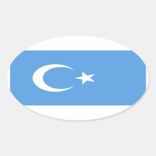Pegatina Ovalada CUATRO Bandera uigur del Turkestán Oriental