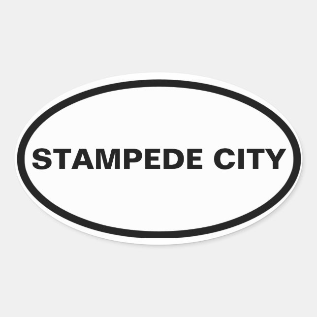Pegatina Ovalada CUATRO Calgary "CIUDAD DE STAMPEDE" (Anverso)