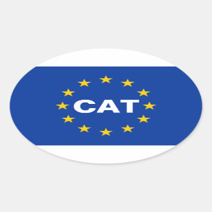 Pegatina Ovalada CUATRO Cataluña "CAT" Bandera de la Unión Europea