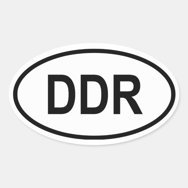 Pegatina Ovalada CUATRO "DDR" de Alemania Oriental (Anverso)