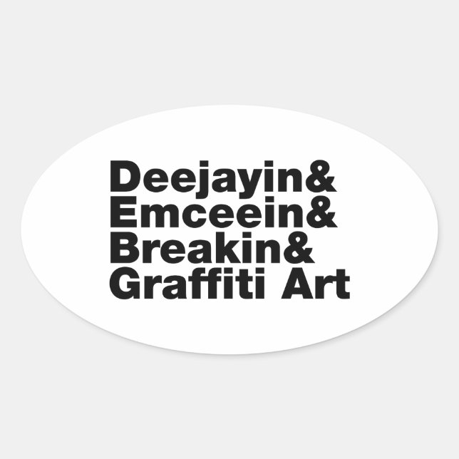 Pegatina Ovalada Cuatro elementos del hip hop (Anverso)