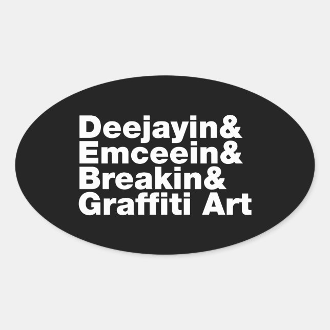 Pegatina Ovalada Cuatro elementos del hip hop (Anverso)