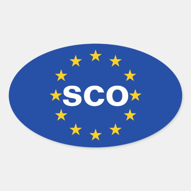 Pegatina Ovalada CUATRO Escocia Bandera de la UE "SCO" (Anverso)