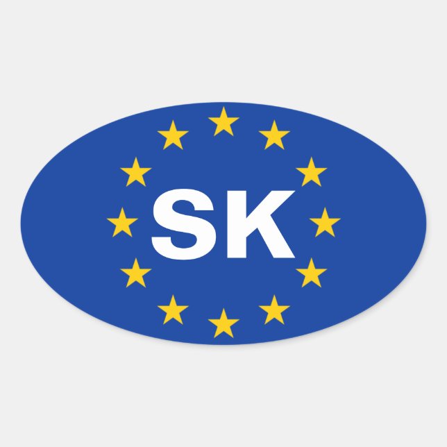 Pegatina Ovalada CUATRO Eslovaquia Bandera de la Unión Europea "SK" (Anverso)