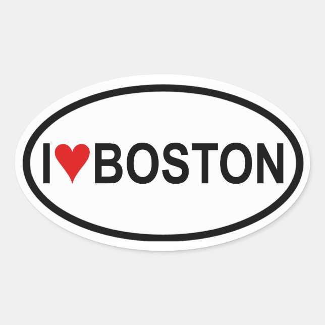 Pegatina Ovalada CUATRO "I [corazón] Boston" (Anverso)