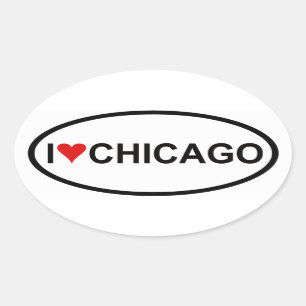 Pegatina Ovalada CUATRO "I [corazón] Chicago"