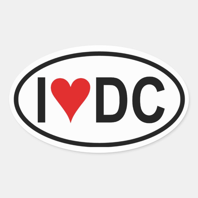 Pegatina Ovalada CUATRO "I [corazón] DC" (Anverso)