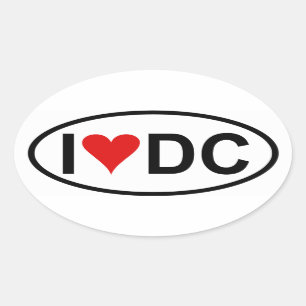 Pegatina Ovalada CUATRO "I [corazón] DC"