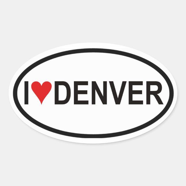 Pegatina Ovalada CUATRO "I [corazón] Denver" (Anverso)
