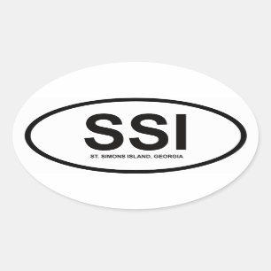 Pegatina Ovalada CUATRO isla del St. Simons, Georgia