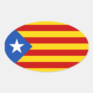 Pegatina Ovalada CUATRO "L'Estelada Blava" Bandera de la Independen