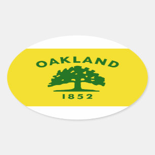 Pegatina Ovalada CUATRO Oakland, Bandera de California