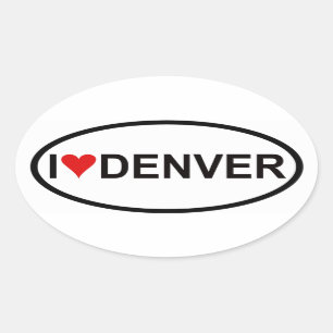 Pegatina Ovalada CUATRO "yo [corazón] Denver "