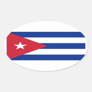 Pegatina Ovalada Cuba/bandera cubana