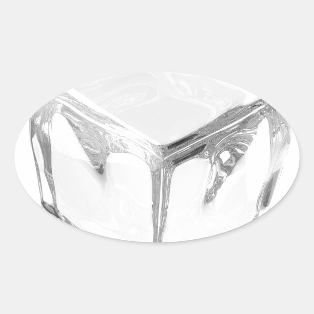 Pegatina Ovalada Cubo de hielo (Anverso)