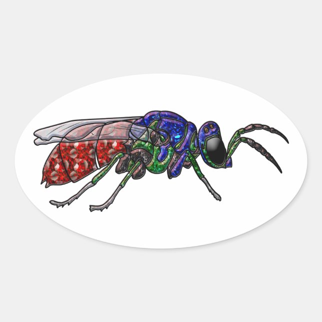 Pegatina Ovalada Cuckoo Wasp (Anverso)