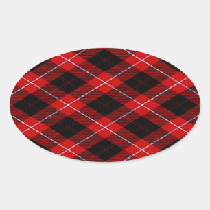 Pegatina Ovalada Cunningham Tartan Red Black Plaid