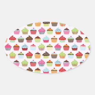 Pegatina Ovalada Cupcakes Cupcakes