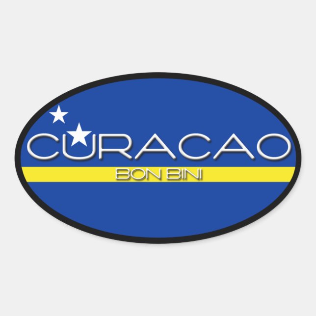 Pegatina Ovalada Curacao - Bon Bini (Anverso)