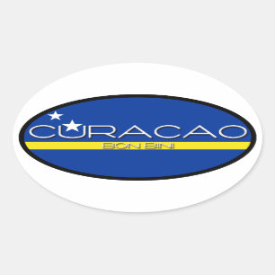 Pegatina Ovalada Curacao - Bon Bini