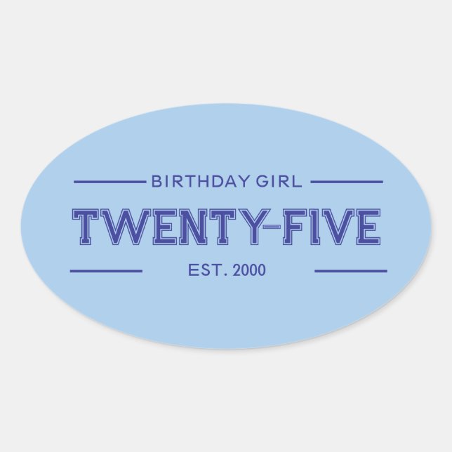 Pegatina Ovalada Cusomized Birthday Girl (Anverso)