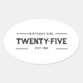 Pegatina Ovalada Cusomized Birthday Girl